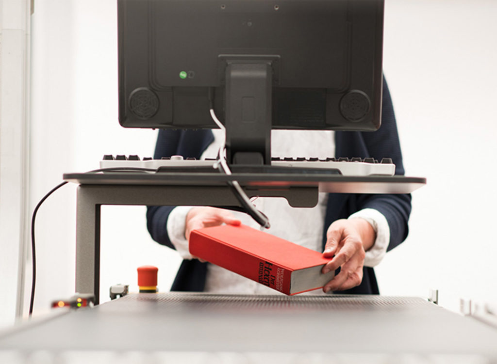 Book being scanned using AMH at Frankfurt library
