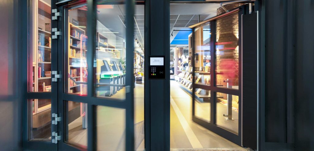 Entrance to open+ library with access panel