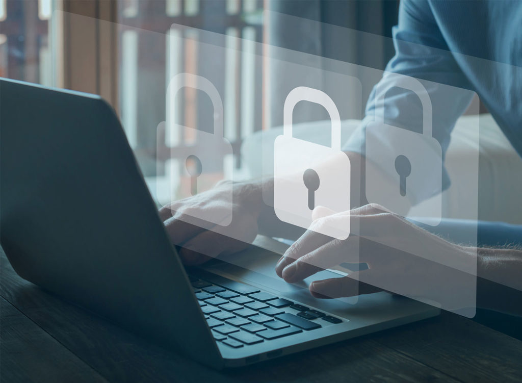 padlock over laptop screen