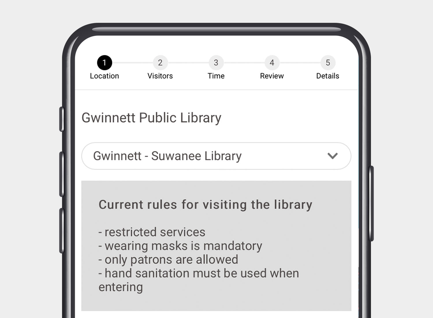 Library reservation location selection