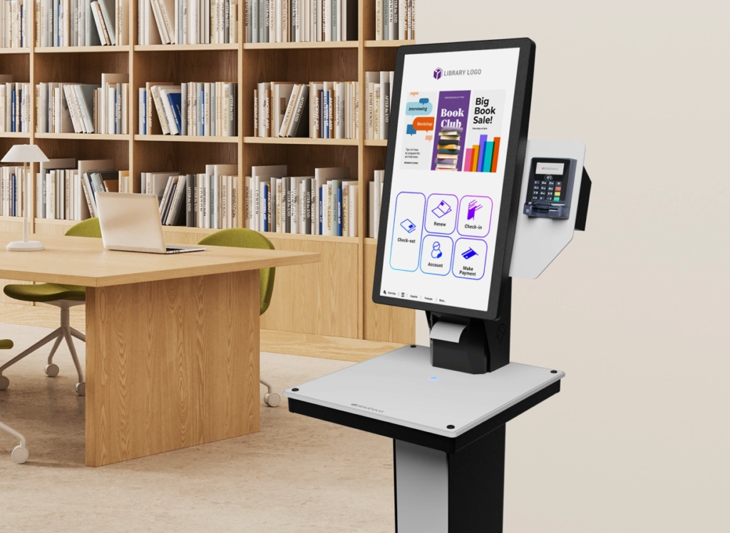 selfCheck 2500 self-service kiosk in a modern library environment